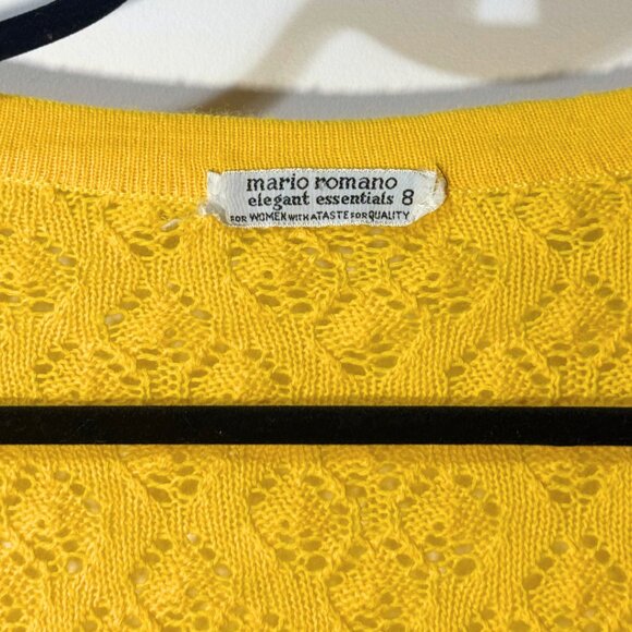Vintage Mario Romano Elegant Essentials 100% Wool Sweater – Yellow – Open Knit - Picture 6 of 7